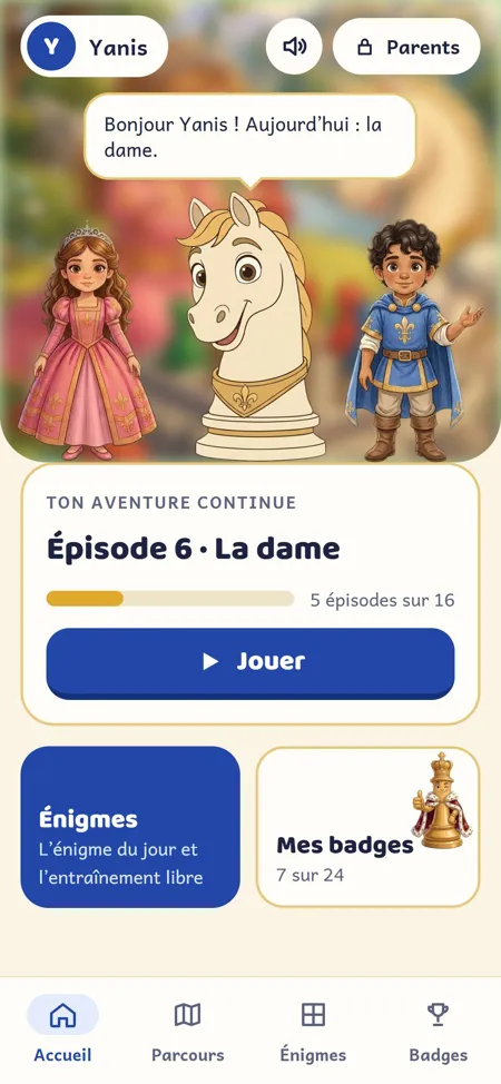 Application Le monde de Faris — L’accueil : Faris annonce l’épisode du jour