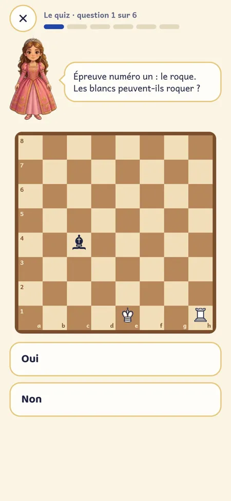 Application Le monde de Faris — Un quiz posé par Louna : l’examen du Roi