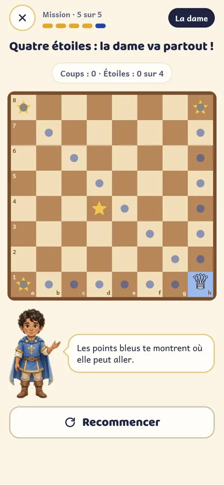 Application Le monde de Faris — Une mission sur l’échiquier : la dame va partout