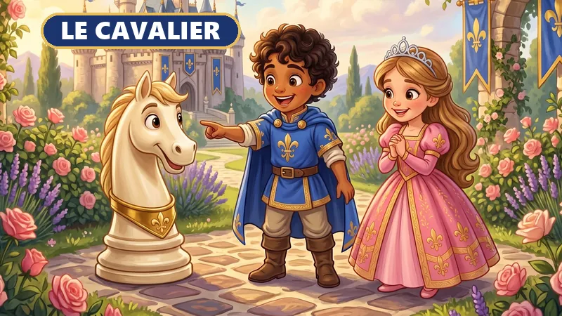 Sami et Louna avec Faris, la pièce de cavalier, dans le jardin du château